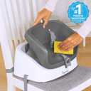 Ingenuity SmartClean Toddler Booster Seat for Kitchen Chair Lightweight for on-the-go, Easy-Clean, 3-Point Harness Strap Booster Seat for Dining Table, Slate