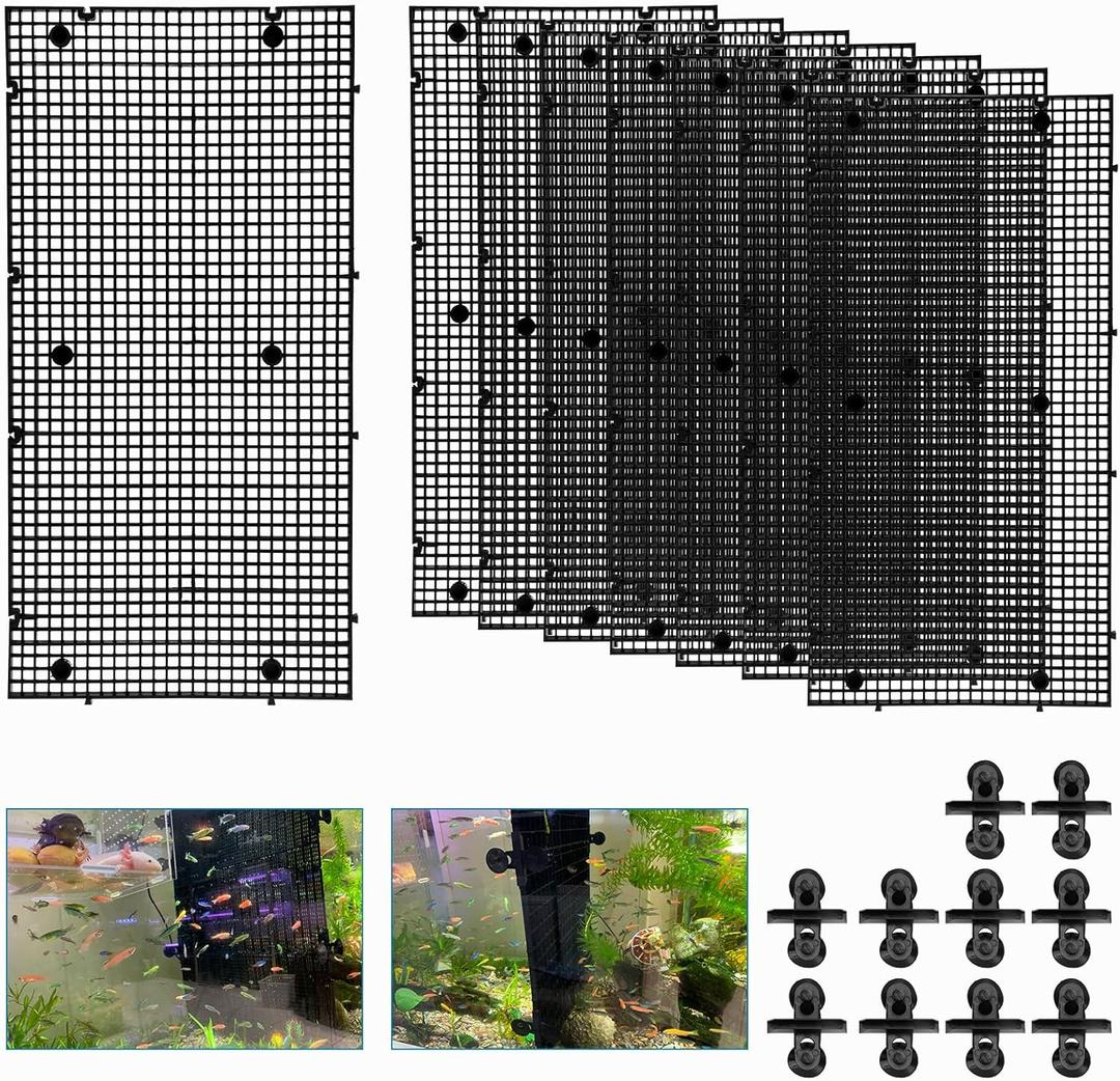 8pcs Fish Tank Divider with 10 pcs Suction Cups DIY Adjustable Aquarium Divider Filter Bottom Fish Tank Isolation Board Egg Crate