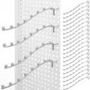 24 Pcs Peg Board Waterfall Hook Shelving Hooks Metal 7 Station Pegboard Display Wall Hangers Face Out Fit 1/4" for Garage Kitchen Store