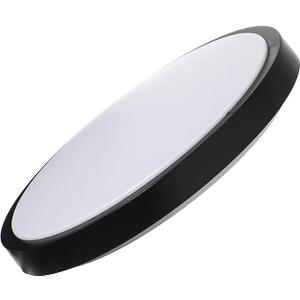 Quickway Imports Modern Round LED Ceiling Light Fixture Flush Mount Lighting, 6500K Daylight White, Energy-Saving with 30,000 Hour Lifetime for Residential and Commercial Space, 15.5" Black Set of 4