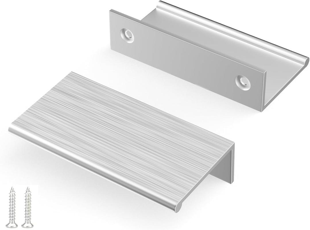 Peaha 10 Pack Kitchen Cabinet Handles 2-1/2 inch Brushed Nickel Pulls for Dresser Drawers Door Edge Finger Pull Hardware