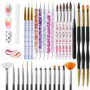 Artdone Nail Dotting Tools 32PCS Double-ended Nail Art Brushes Kit Nail Art Gel Polish Liner Brushes Design Pen For Nail Drawing And Nail Paint Brushes Small Detail Brushes