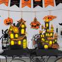 2 pcs Halloween Decorations Indoor Haunted House Lights,Halloween Tabletop Centerpiece Craft Decor for Desk Table Fireplace Room Party Decor (2pcs Black + Orange)