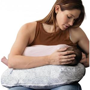 Boppy Nursing Pillow - Verified Safe Breastfeeding Pillow with Softer Fill for Comfortable Support, Machine Wash & Dry Cover, Non-Toxic Materials - Blue Speckled Current