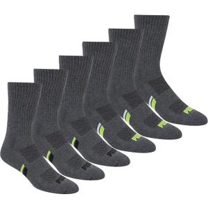 PUMA Men's Crew Socks (6-Pack) (10-13, Grey/Green)