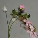 8 Set Rose Flower Garland, Artificial Flower Decoration, Artificial Floral Hanging Rose with Bows Garland Ceiling Decor with Hooks Jute Rope Fishing Line for Wedding, Proposal (Pink)