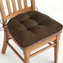 AddGrace Chair Cushions for Dining Chairs Set of 1 Kitchen Seat Cushions with Ties and Non Slip Backing Tufted Indoor Seat Pad for Kitchen Dining Room 18" x 17" x 3" Coffee
