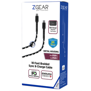 ZGEAR Metal Housing For USB C 10 Foot Braided Sync & Change Cable