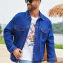 Bindefon Denim Jackets for Men Trucker Jean Jacket Unlined Coats Spring Fall Outfits (X-Small, Colored Blue)
