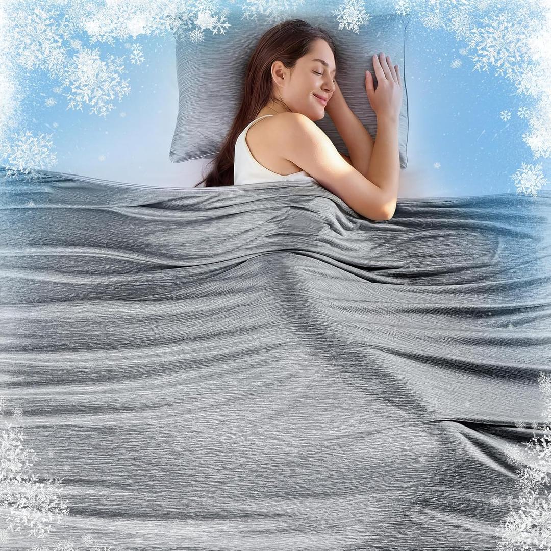 KMUSET Cooling Blanket King Size (90"x108"), Double Sided Summer Cooling Blankets for Hot Sleepers & Night Sweats, Lightweight Blanket for Sofa Bed Couch & Bedroom, House Warming Gifts Light Grey