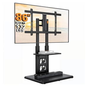 Perlegear Floor TV Stand with Mount for 32-86" TVs up to 132 lbs, Tall TV Stand with Pegboard and 6 Height Settings, TV Swivel Stand with Wooden Base, Max VESA 600x400mm PGFS13