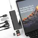 Surface Pro 8/9/X/10/11 Docking Station - Surface Pro 11 USB C Adapter Multiport Hub with 4K HDMI, Thunderbolt 4, USB 3.0, SD/TF Reader, 3.5mm Audio Surface Pro Copilot Accessories