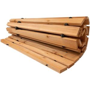 Plow & Hearth 4' Curved Outdoor Wooden Pathway | 18" Wide Rollout Outdoor Garden Walkway | Weather-Resistant Hardwood Cedar Board Walkway Landscape Edging | Decorative Lawn Patio Wedding Party