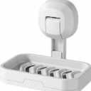 Soap Dish for Shower, Removable Suction Cup Bar Soap Holder, Wall Mounted Soap Case for Bathroom Countertop, Kitchen & Bathroom Shower Essentials Accessories (White)