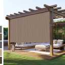 Outdoor Roller Shade for Patio, Exterior Cordless Blinds Patio Shades Roll Up Outdoor Blinds Screen for Porch Gazebo Pergola Backyard Privacy Protection, UV Sun Block Fade-Resistant 10ft Wide x 8 H
