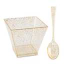 100 Pcs Golden Sparkle Clear Plastic Cups For Desserts