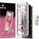 OneFish Women Fashion Privacy Screen Protector for iPhone 14 [6.1 inch]+ Camera Lens Protector, Sparkling Diamond Bling Edge 9H Tempered High-Definition Glass