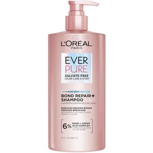 L'Oreal Paris Sulfate Free Bond Repair+ Shampoo, Hair Shampoo with Amino Acid Complex, Strengthens and Repairs Damaged or Color Treated Hair, EverPure, 23 Fl Oz