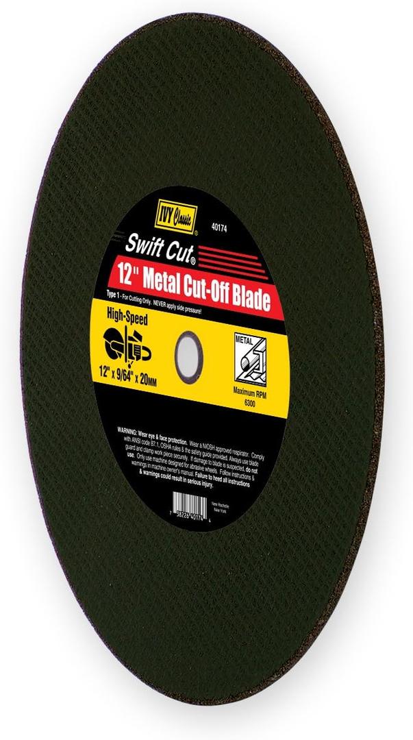 IVY Classic 40174 Swift Cut 12-Inch x 1/8-Inch x 20-Millimeter Arbor, Metal Cut-Off Blade for High-Speed Power Saws, 1-Piece