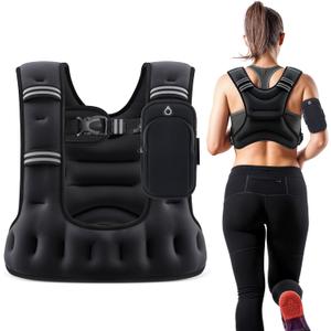 ZELUS Weighted Vest for Women Men, 16LB U-Shaped Ergonomic for Even Weight Distribution, Odorless Workout Vest with SGS Certification, Arm Pocket & Back Mesh Pouch for Training & Running (Black)