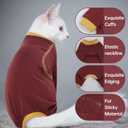 QBLEEV Sticky Hair Cat Clothes, Soft Cat Pajamas for Cats Only, Prevent Lost Fur Kitten Sweater Onesie, Stretchy Recovery Suit for Female Male Cats After Surgery Daily Wear, Burgundy, XS