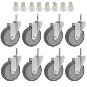 RILIDRI 4-Inch Swivel Stem Caster, 7/16-Inch Stem Diameter Rubber Wheel, Heavy Duty TPR Replacement Wheels for Rubbermaid Mop Bucket Cart Grill Casters - 8 Pack