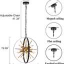 Black Gold Sputnik Chandelier, Starburst Firework Pendant Light fixtures, D18" x H20" 8-Light Sputnik