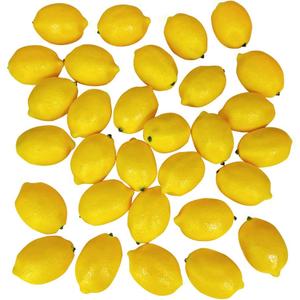 Winlyn 30 Pack Faux Yellow Lemons Artificial Fruits Fake Lemons Lifelike Simulation for Lemonade Party Kitchen Table Summer Decorations Vase Fillers Fruit Bowl Lemon Wreath Garland Photography Props