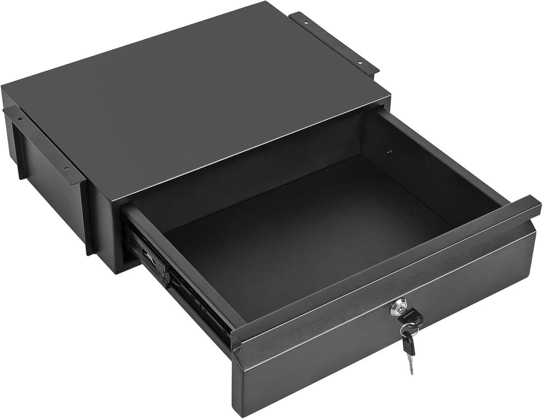 Under Desk Drawer 15.7" x 11.8" x 4.3", Under Desk Pull Out Drawer with Lock and Keys, 4.3 & 7.5 Optional Bracket Height, Storage Organizer for Workbench with Drawers