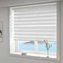 Cordless Zebra Blinds for Windows –(33" W X 72" H,White) Dual Layer Fabric Roller Shades, Custom, Sheer Shades Ideal for Home,Sliding Glass Door and Office 
