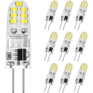 G4 LED Bulb, AC120V G4 Bi-Pin Base Light Bulbs, 130LM Daylight White 6000K, 1.4W Equivalent to 14W Halogen, Flicker Free, Non-Dimmable, for Home Lighting, Under Cabinet, Kitchen Hood, 10 Pack