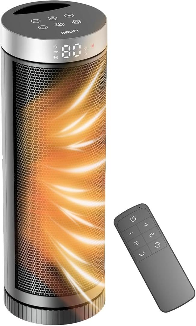 Ceramic Space Heater, Portable Indoor Heater with Remote Control, Three Heating Modes, Overheat and Tip-Over Protection, Suitable for Home, Office, Bedroom, Indoor Use