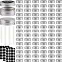 96 Pack Round Cans with Screw Lid 2 Oz Aluminum Metal Tins DIY Food Candle Containers for Lotion Bars, Balms, Salve, Spices, Beard Balm, Crafts with 4 Markers 3 Sheets Label Stickers (Silver)