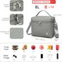 NOL Natural Organic Lifestyle Insulated Lunch Bags for Women Cooler Bag Lightweight Nylon Waterproof Lunch Box For Work (Cool gray, Medium(normal))