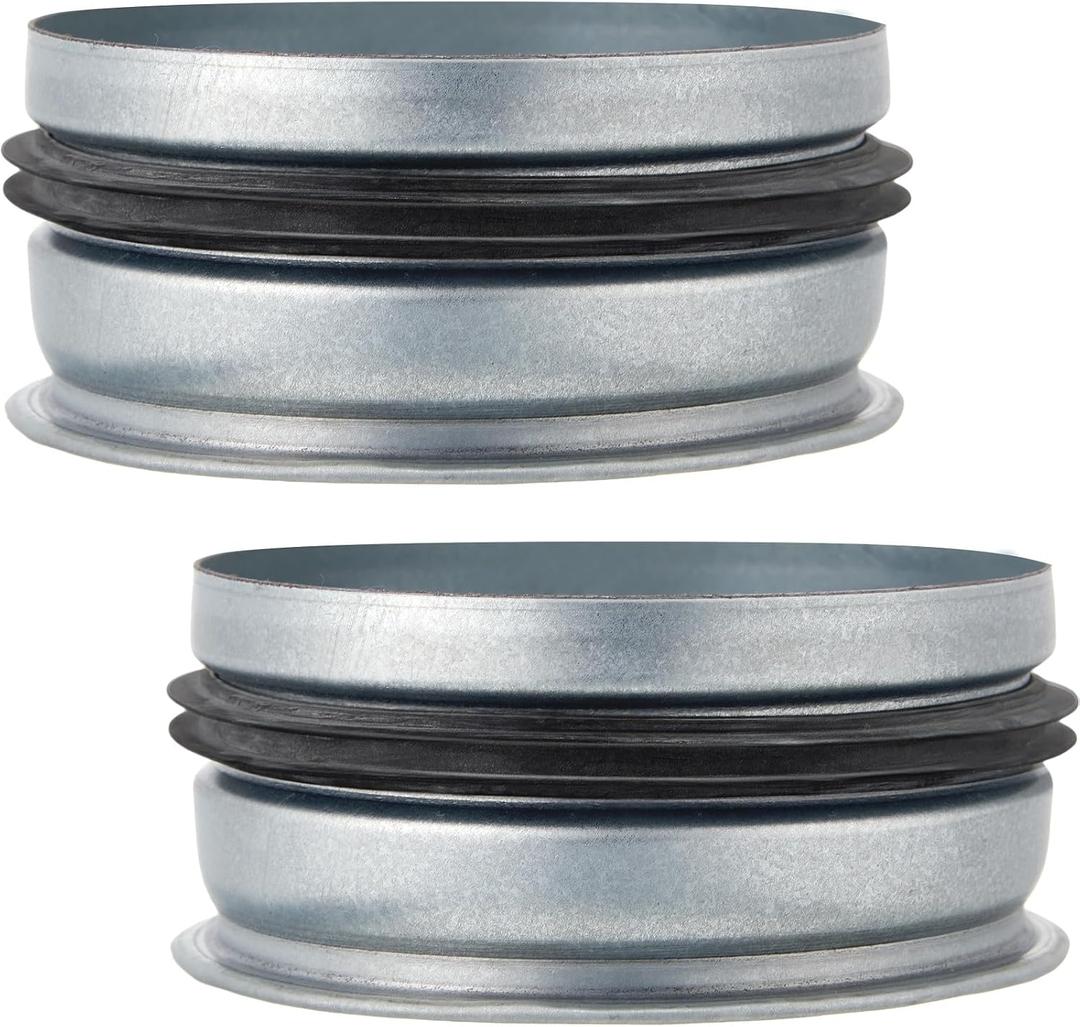 VIHOSE 2 Pcs 4 Inch Od Dryer Vent Cap with Rubber Gasket Round Dryer Vent Cover Inside Galvanized Steel Tee Duct End Cap Pipe Cover Metal Plug for Outdoor and Indoor HVAC Systems
