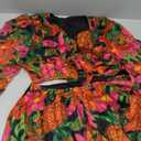 Women's Sexy Summer Tropical Mini Dress Y2K Deep V Cut Out Dresses Long Bell Sleeve Vacation Tie Front Sundress (Large, Multicolor)