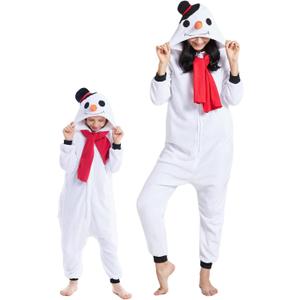 DarkCom Kids Animal Onesie,Women and Mens Snowman Onesie Halloween Costume Christmas Pajamas Sleepwear (10-11 Years)