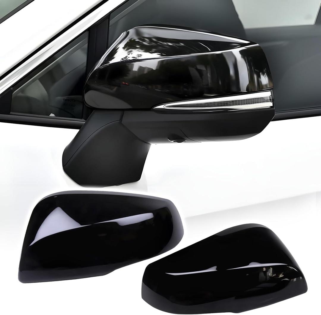 Side Rear View Mirror Cover Exterior Accessories Rearview Wing Mirror Caps Cover Compatible With RAV4 2019 2020 2021 2022 2023 2024 2025 NOT for LE, Hybrid LE Glossy Black