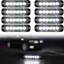 DIBMS LED Emergency Strobe Lights Bar 8x White 6 LED Strobe Warning Emergency Flashing Light Caution Construction Hazard Light Bar For Car Truck Van Off Road Vehicle ATV SUV Surface Mount
