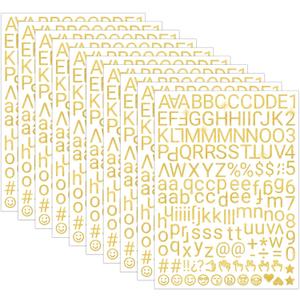 1730 Alphabet Letter Stickers, 10 Sheets Self Adhesive Monogram Stickers Upgraded Cute Handwriting Letter Vinyl Stickers for DIY Crafts Art Making Cards Notebook Decor (Glitter Gold, Sans Serif M)