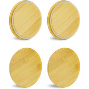 Replacement Wooden Lids for Pyrex, Anchor Hocking Glass Containers 7200 * 4, Bamboo Lids for Pyrex 2Cup Glass Bowls, Bowl Covers with Leakproof Silicone Gasket 4 Pack