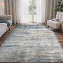 BEIMO Area Rugs 8x10 for Living Room Bedroom, Modern Abstract Machine Washable Rug, Large Soft Low Pile Floor Carpet with Non Slip Backing for Dining Room, Denim Blue/Taupe
