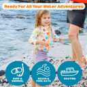 SwimZip Girls' 3 Pc Swim Set w/Long Sleeve Rash Guard, Tankini & Shorts UPF 50+, 8-10 Years