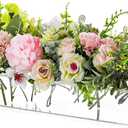 Rectangular Acrylic Vases for Centerpieces, 16 Inches Long Floral Vase with Holes for Flowers, Clear Rectangle Box Tray for Roses Modern Flower Arranger for Wedding Home Dining Table Decor, 1pcs