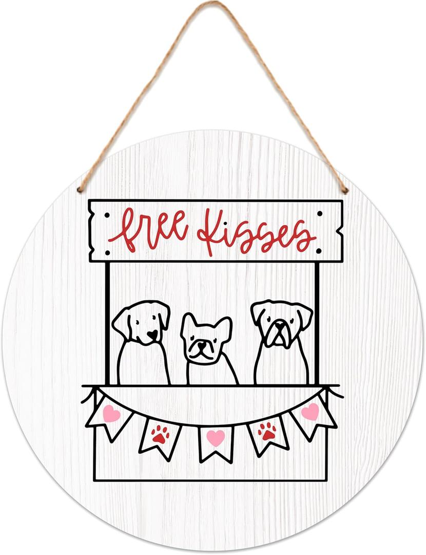 Valentines Day Door Decorations, Valentine Sign for Front Door Indoor Outdoor Porch Wall Decor, Valentine's Day Hanger for Dog Lovers Party Decoration - B04