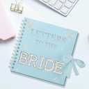 Letters To The Bride Scrapbook Wedding Memory Book DIY Bridal Blank Paper Scrapbook Photo Album with White Lace Stickers Silver Alphabet Sticker Pearl Patches Envelopes Bows (Blue)