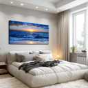 canvas wall art for living room Blue Ocean Sea sun landscape painting bathroom Wall Decor Ready to Hang for Home Decorations office family bedroom kitchen Works canvas Prints pictures 20" x 40"inch