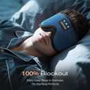 3D Sleep Mask with Bluetooth Headphones, Sleeping Headphones for Side Sleepers, Wireless Music Eye Mask with Ultra-Thin Stereo Speakers for Men, Women, Tech Gifts, Deep Blue
