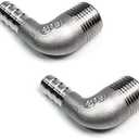 304 Stainless Steel Barbed Elbow Hose, 3/4" Barb Hose to 3/4" NPT Male 90 Degree Barbed Pipe Fitting for Home Brew (Pack of 2)