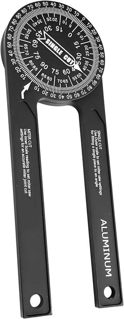 Sutekus Aluminum Miter Saw Protractor 7" Angle Finder Featuring Precision Laser Engraved Scales for All Building Trades, Plumbers, Carpenters